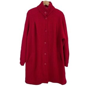 Women's Red Button-Up Sweater
